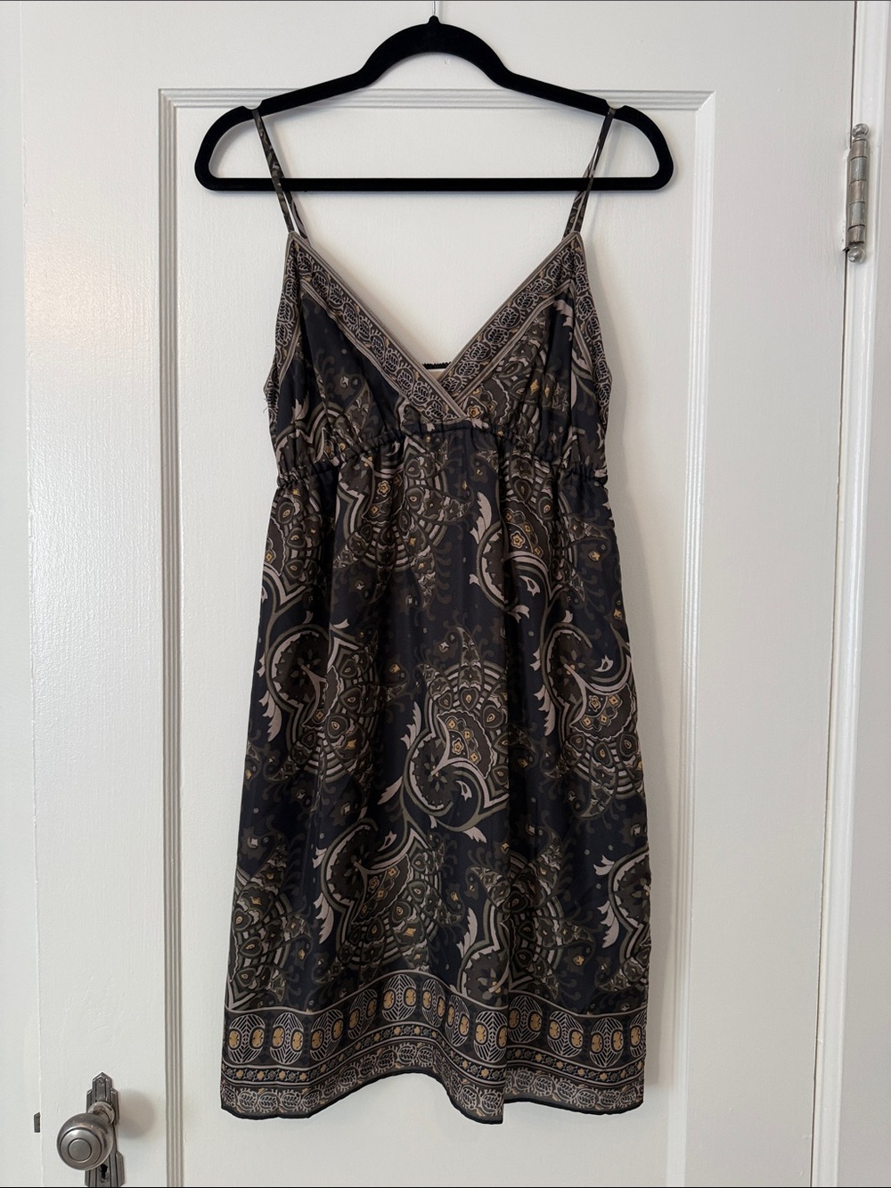 MICHAEL Michael Kors Black and Gold Paisley Print Mini Dress